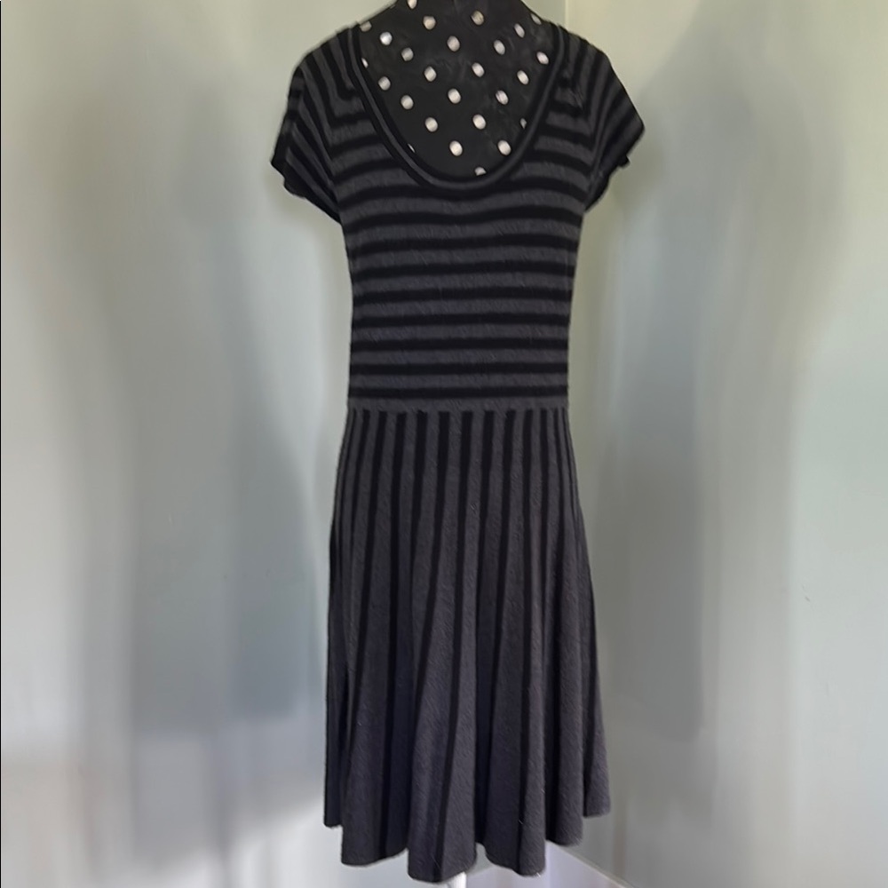 Elegant Black and Gray BCBG Striped Dress